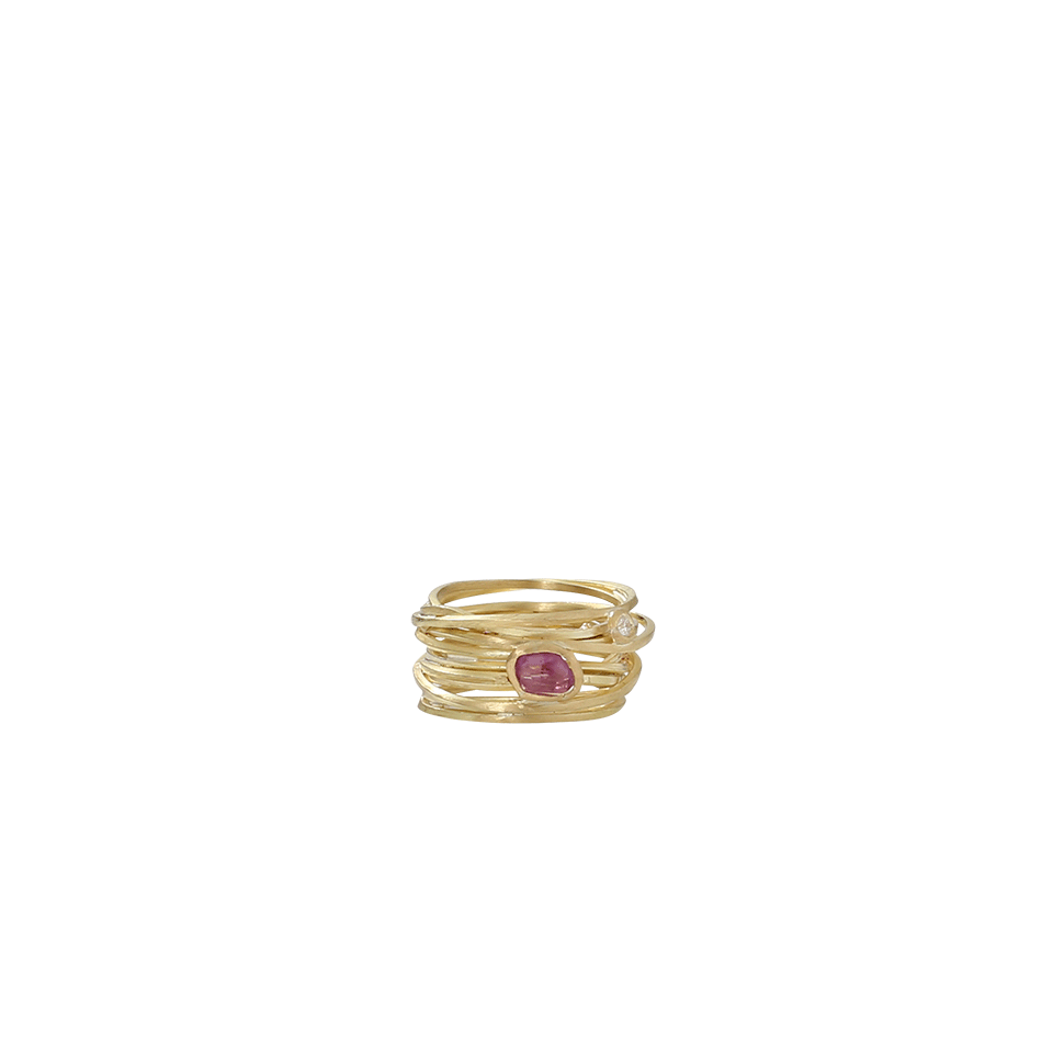 BOAZ KASHI-Pink Tourmaline And Diamond Wire Wrap Ring-YELLOW GOLD