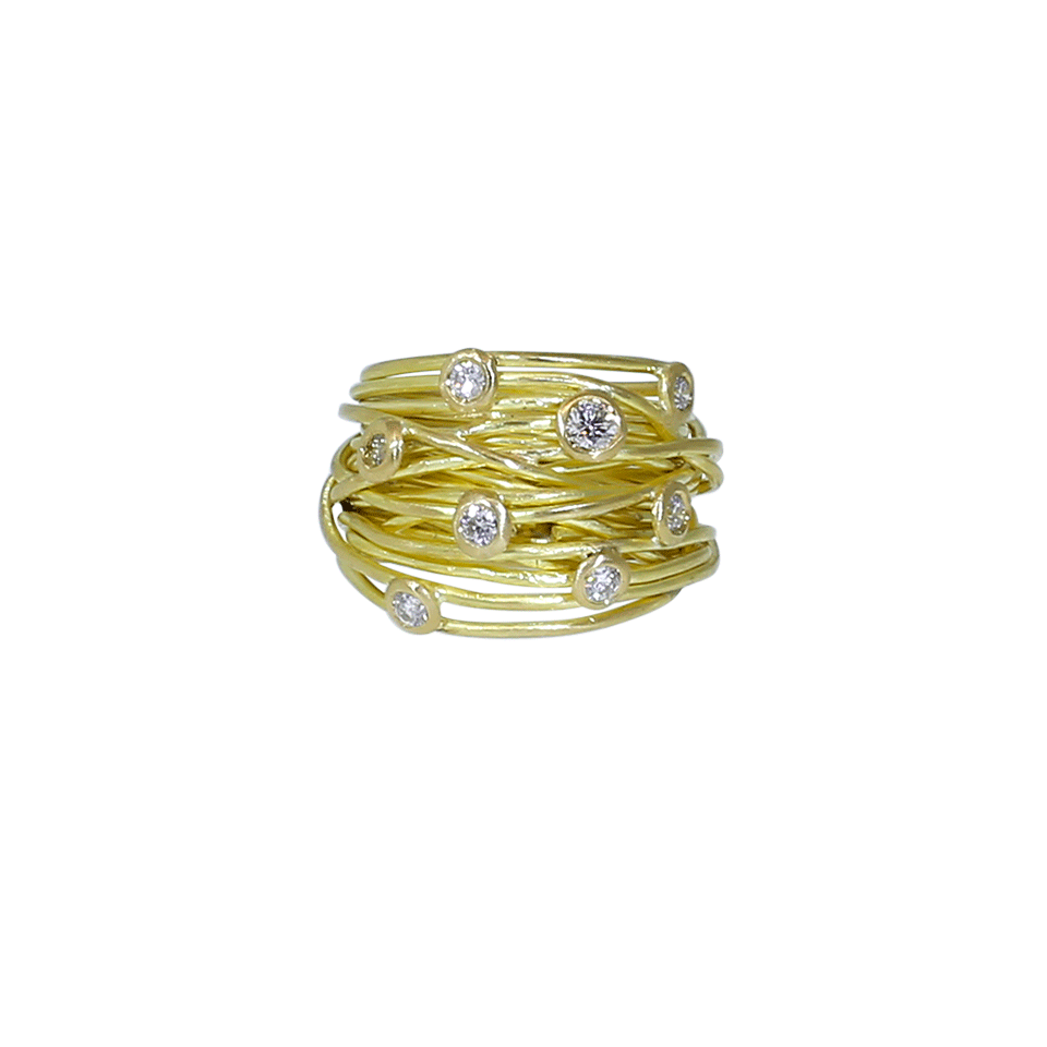 BOAZ KASHI-Diamond Wire Wrap Ring-YELLOW GOLD