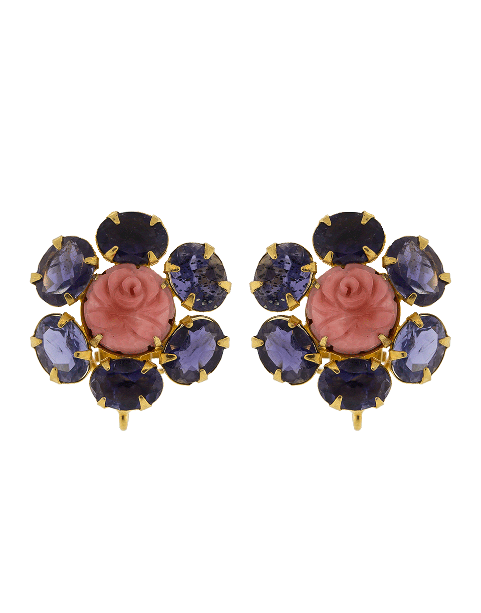 BOUNKIT JEWELRY-Flower Clip Earrings-CORAL