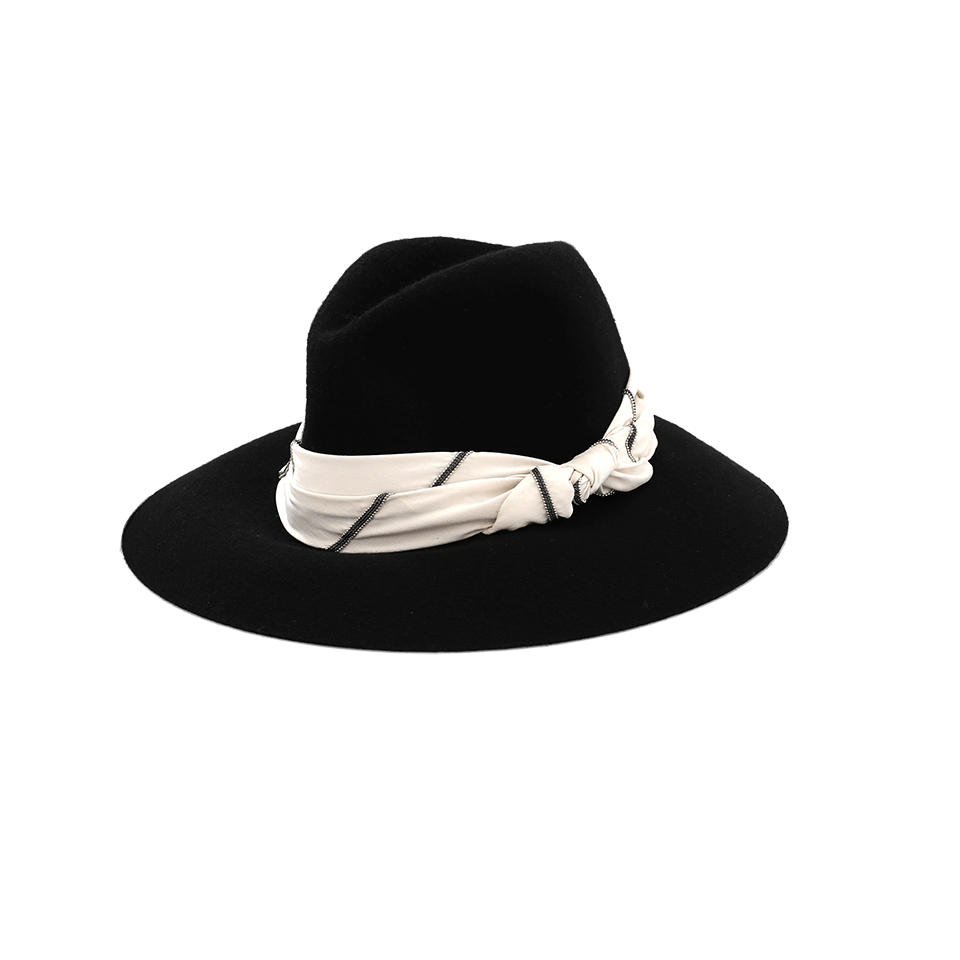 BRUNELLO CUCINELLI-Flannel Wide Brim Hat-BLACK