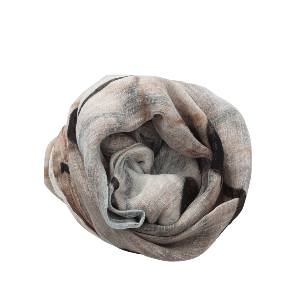 BRUNELLO CUCINELLI-Linen Floral Print Scarf-OAT