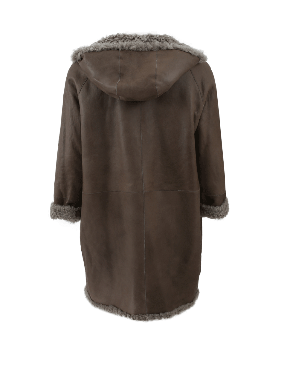BRUNELLO CUCINELLI-Leather Shearling Coat-SEASALT
