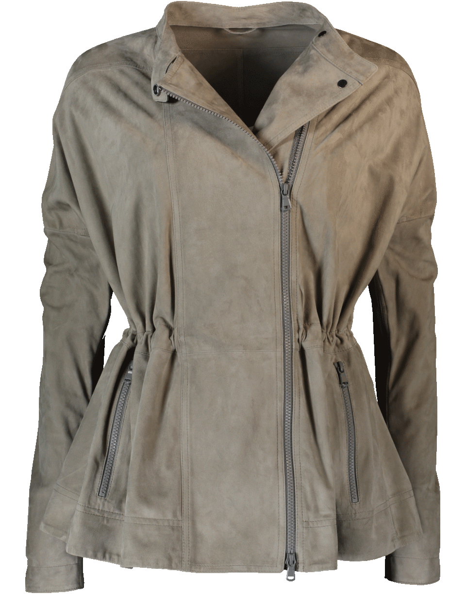 BRUNELLO CUCINELLI-Asymmetrical Zip Up Jacket-OLIVEOIL