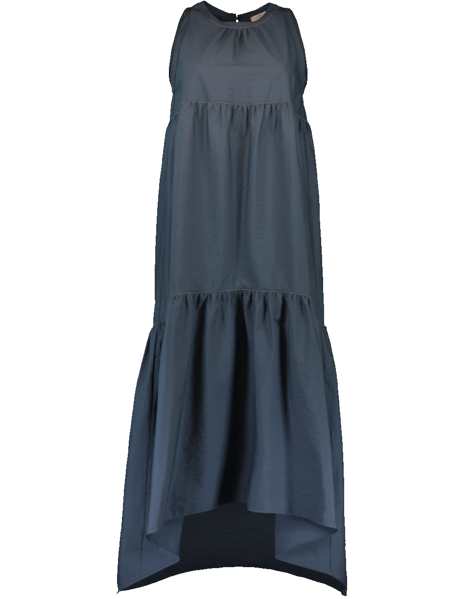 BRUNELLO CUCINELLI-Crinkle Tiered Dress-TEAL