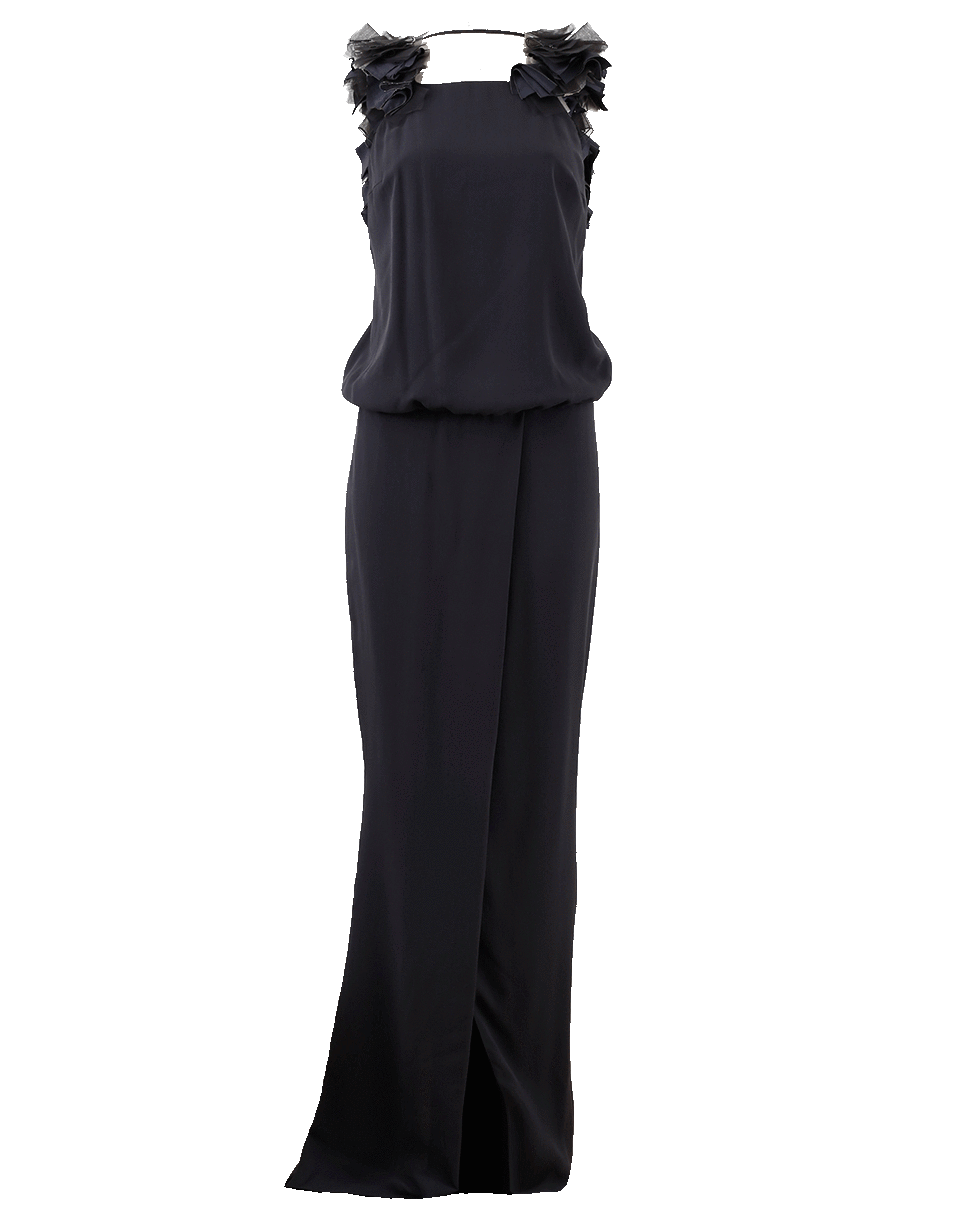 BRUNELLO CUCINELLI-Tulle Petal Stripe Silk Gown-VOLCANO