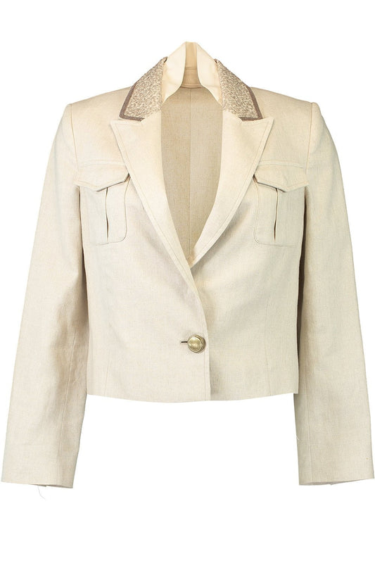Cropped Linen Paillette Collar Jacket CLOTHINGJACKETBLAZERS BRUNELLO CUCINELLI   