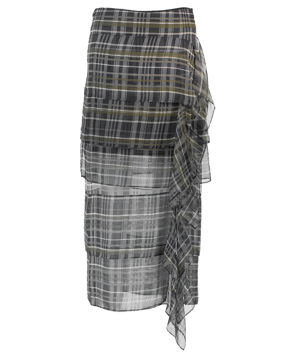BRUNELLO CUCINELLI-Plaid Tiered Ruffle Skirt-