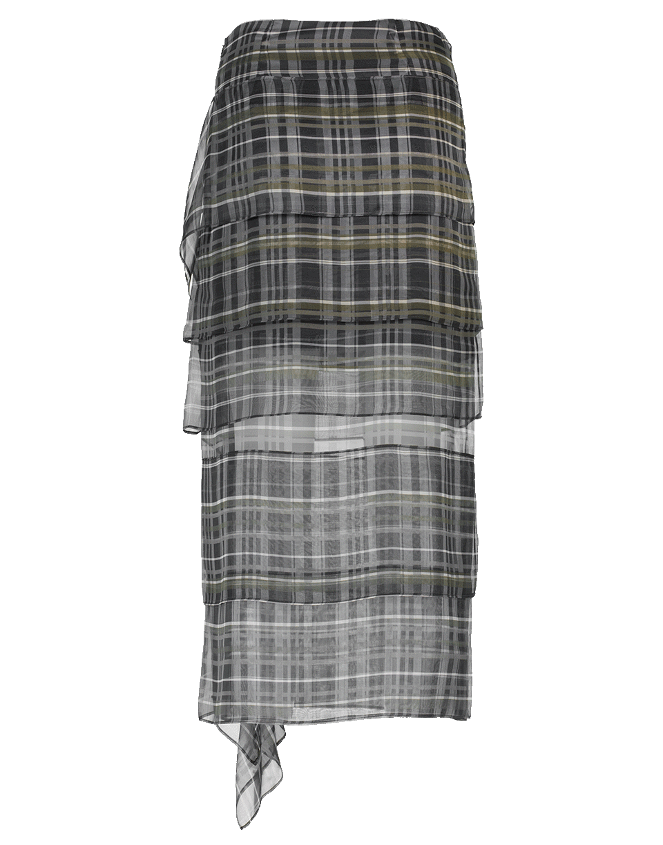 BRUNELLO CUCINELLI-Plaid Tiered Ruffle Skirt-