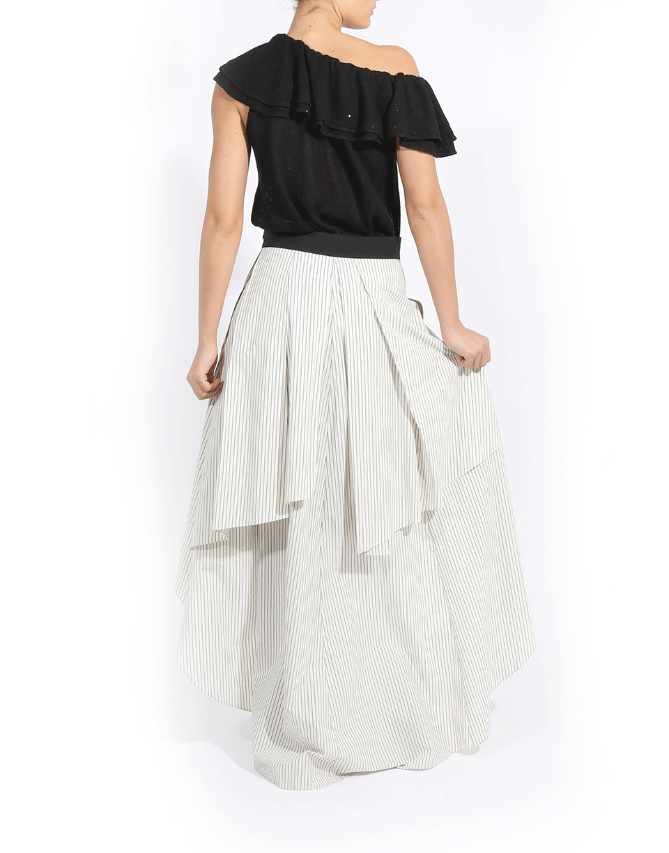 Striped High Low Skirt CLOTHINGSKIRTMISC BRUNELLO CUCINELLI   