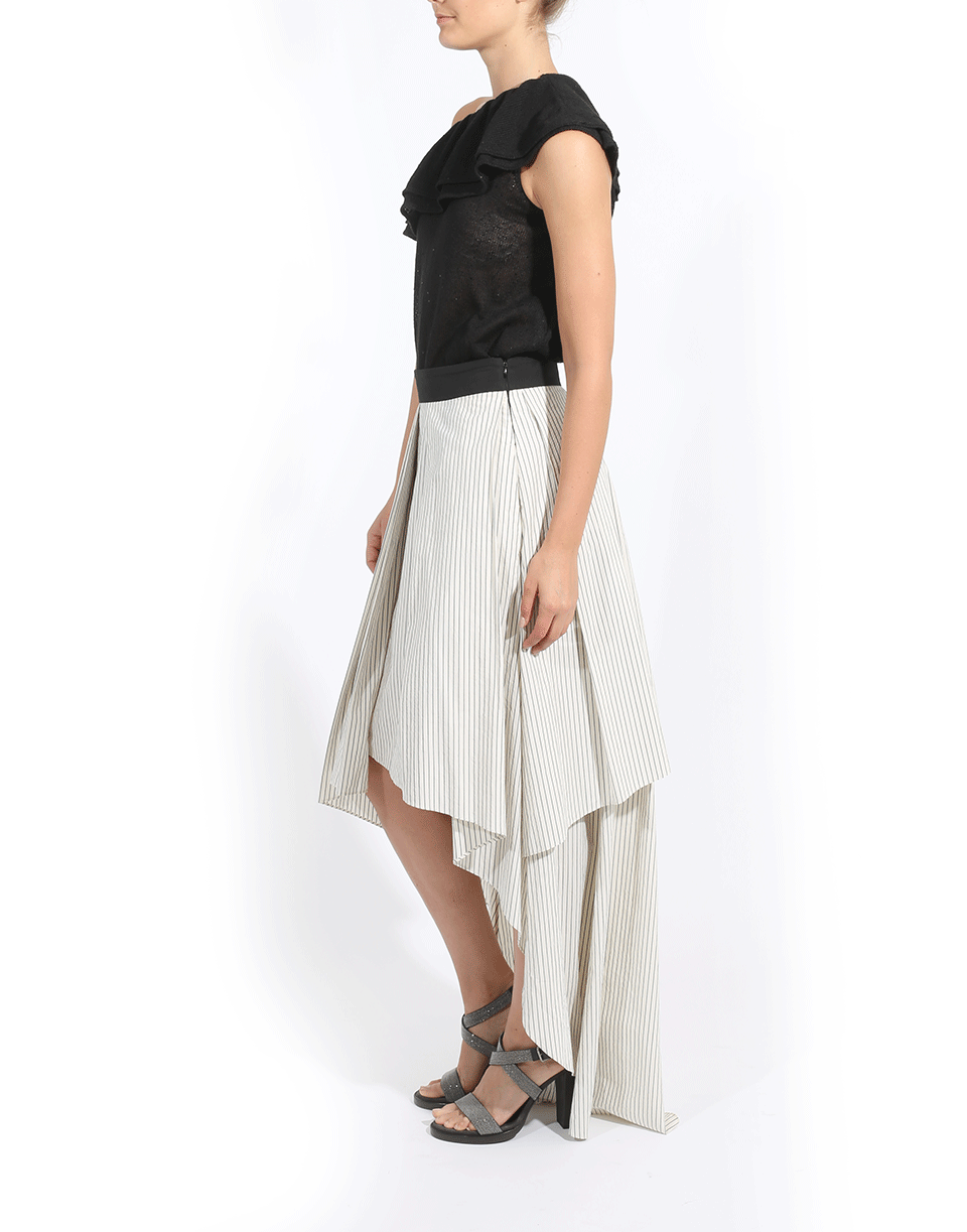 Striped High Low Skirt CLOTHINGSKIRTMISC BRUNELLO CUCINELLI   