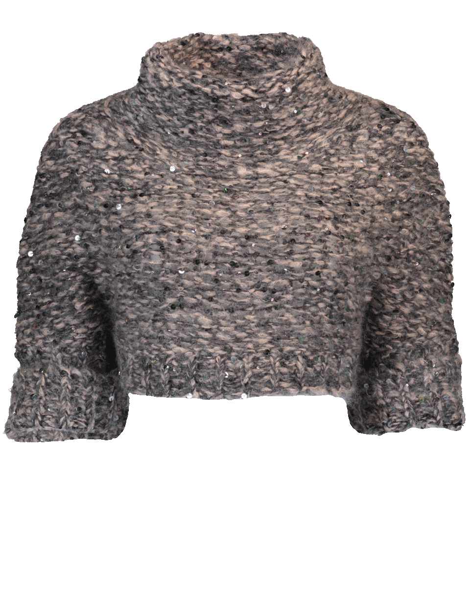 BRUNELLO CUCINELLI-Chunky Cropped Pailette Sweater-