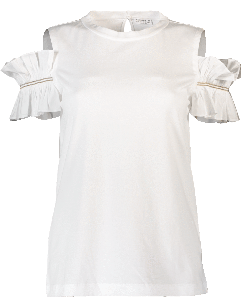 Ruched Shoulder Cotton Top CLOTHINGTOPT-SHIRT BRUNELLO CUCINELLI   