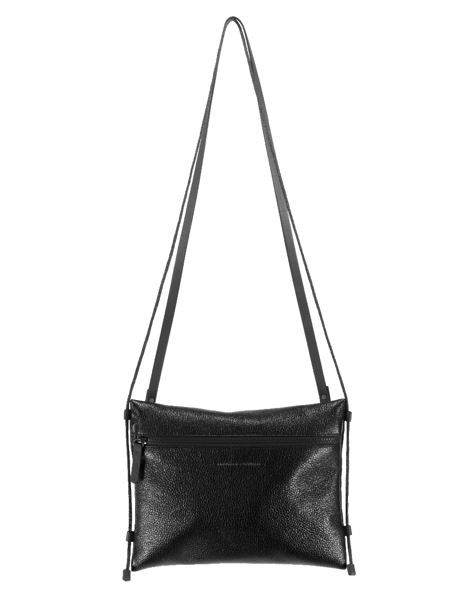 BRUNELLO CUCINELLI-Sparkle Leather Crossbody Bag-BLACK