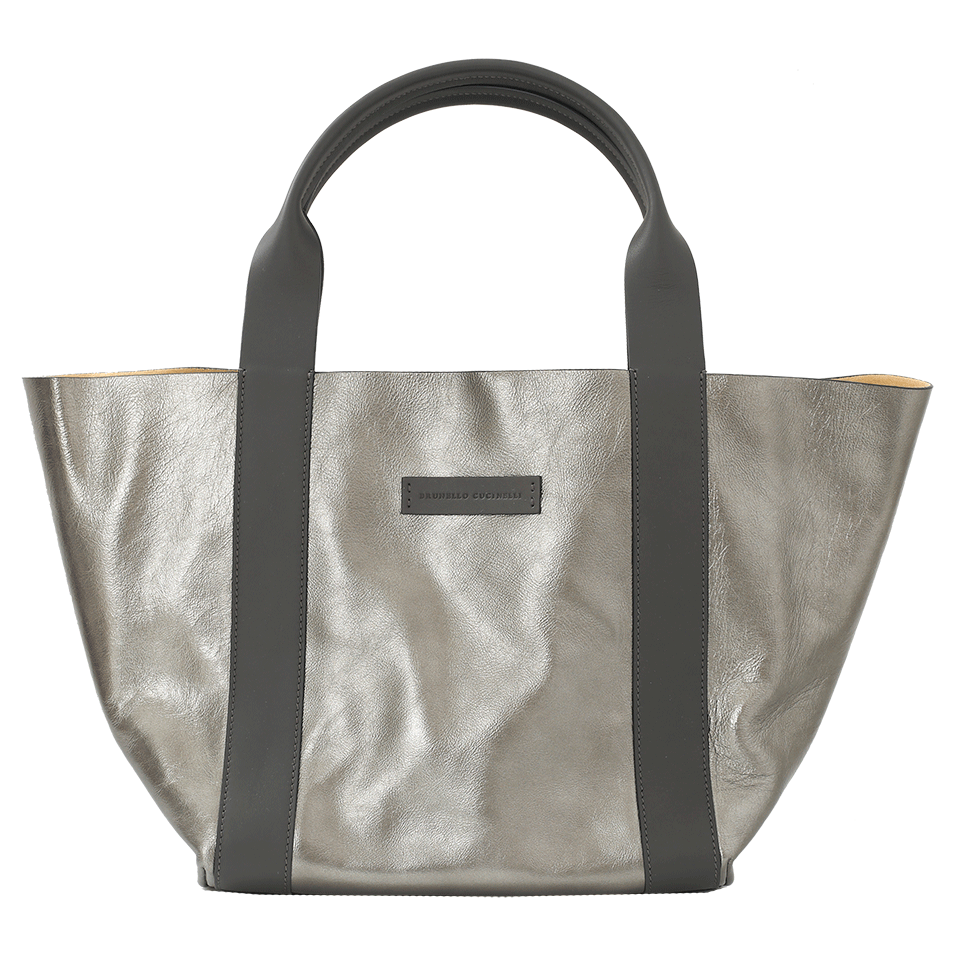 BRUNELLO CUCINELLI-Metallic Suede Reversible Handbag-MLTR/YLL