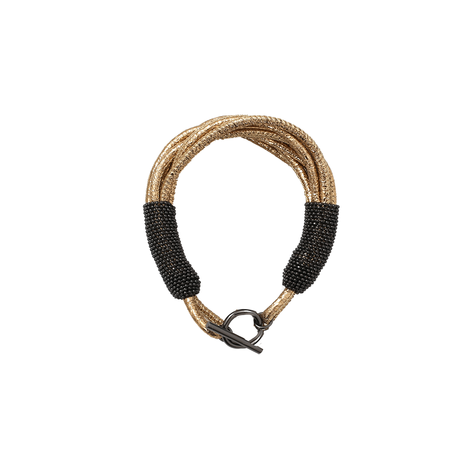 BRUNELLO CUCINELLI-Leather Multi Strand Monili Bracelet-GOLD