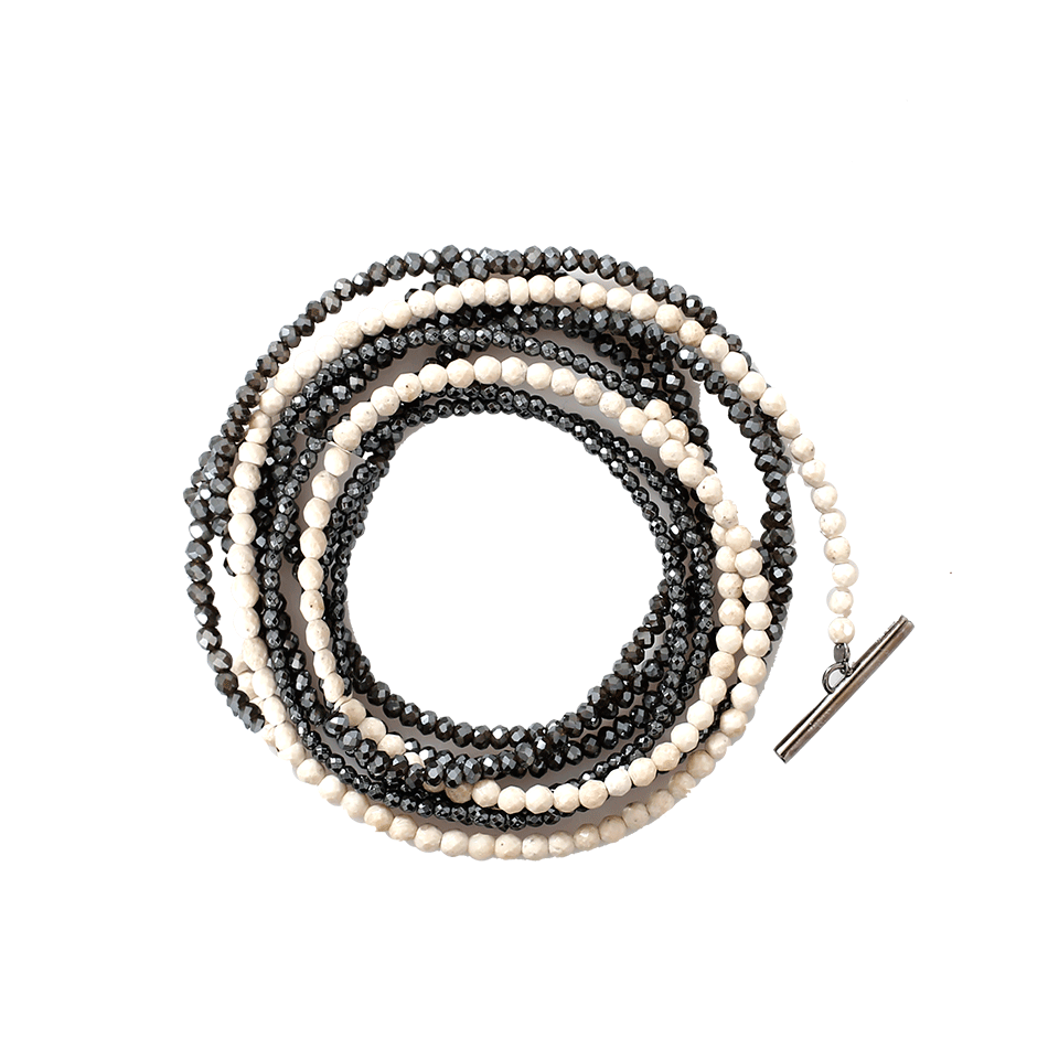 BRUNELLO CUCINELLI-Riverstone And Glass Bead Necklace/Bracelet-WHT/ASH