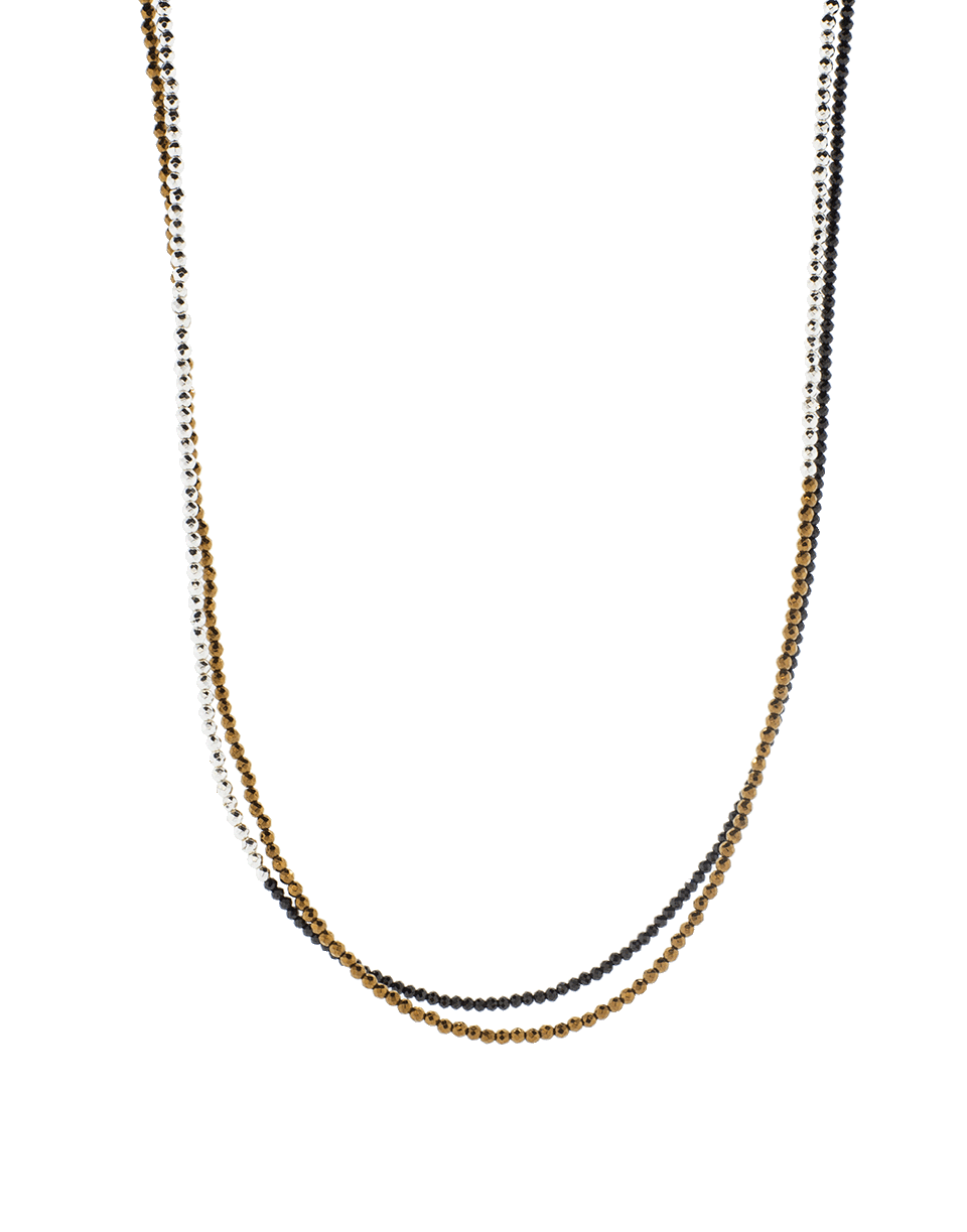 BRUNELLO CUCINELLI-One Strand Three Color Wrap Necklace-BLK/SLVR