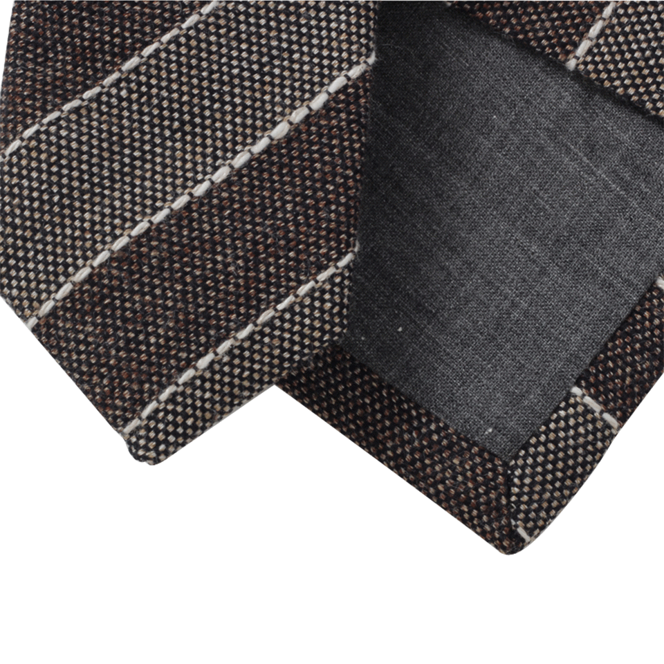 BRUNELLO CUCINELLI-Diagonal Stripe Tie-GRY/BRN