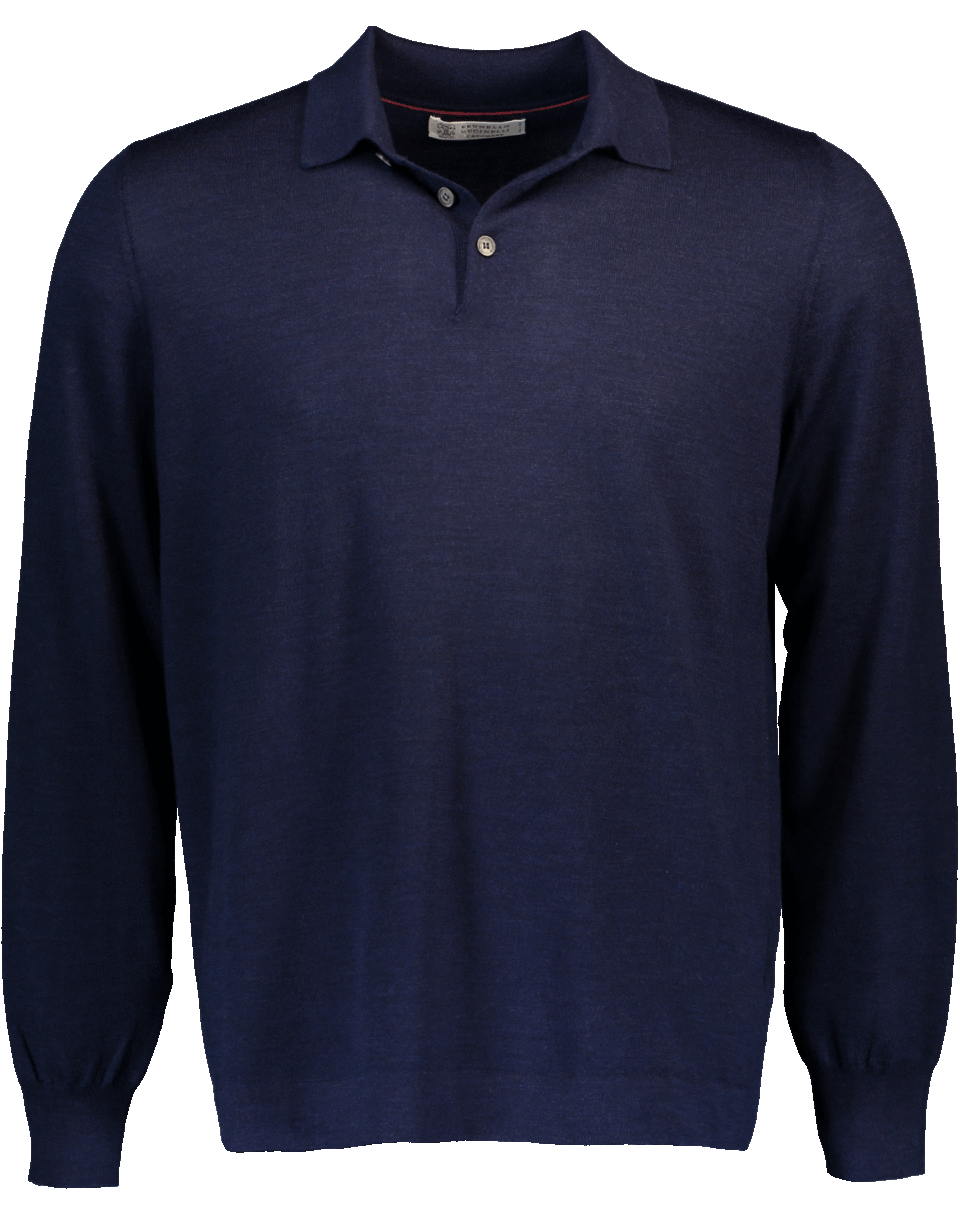 Fine Gauge Polo Sweater MENSCLOTHINGSWEATER BRUNELLO CUCINELLI   