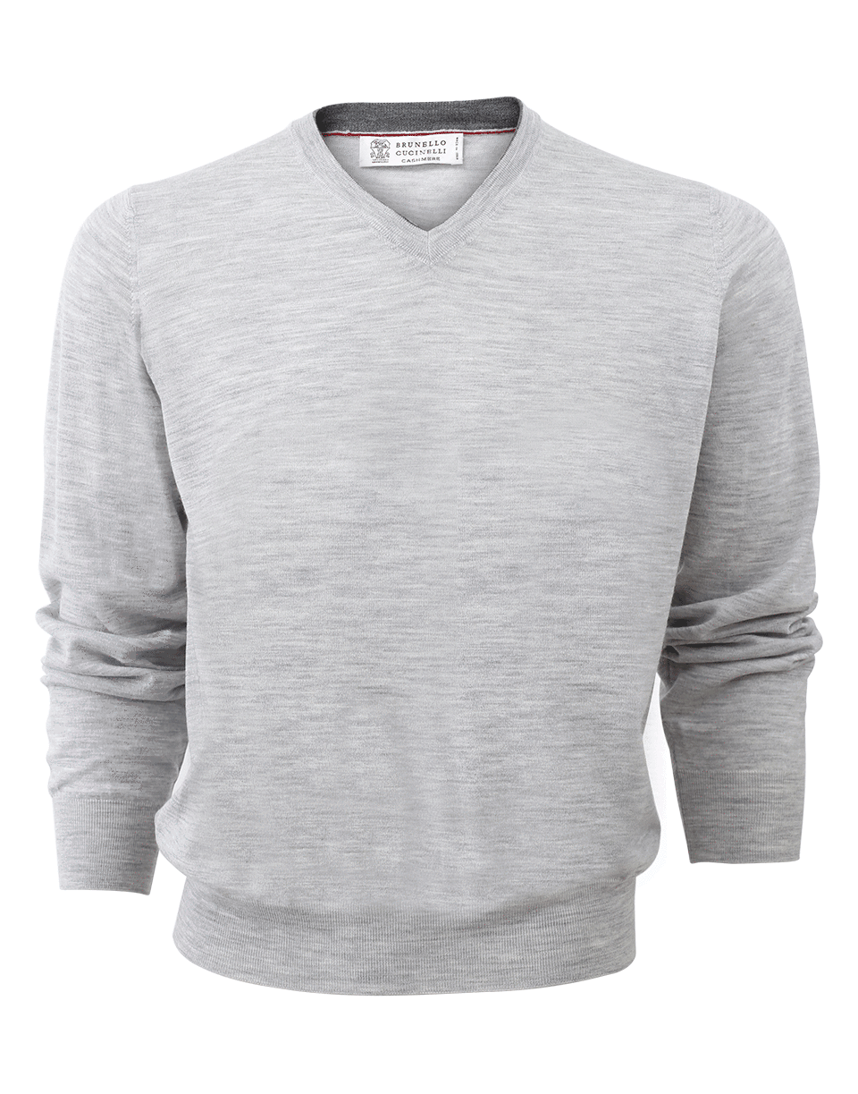 BRUNELLO CUCINELLI-V-Neck Fine Gauge Sweater-