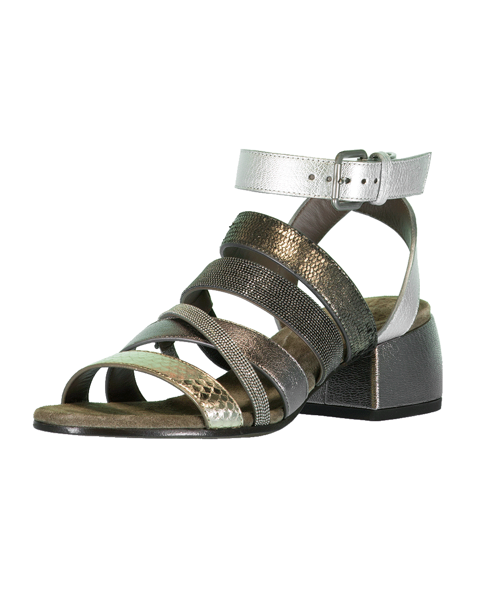 BRUNELLO CUCINELLI-Mixed Multi Strap City Heel Shoe-