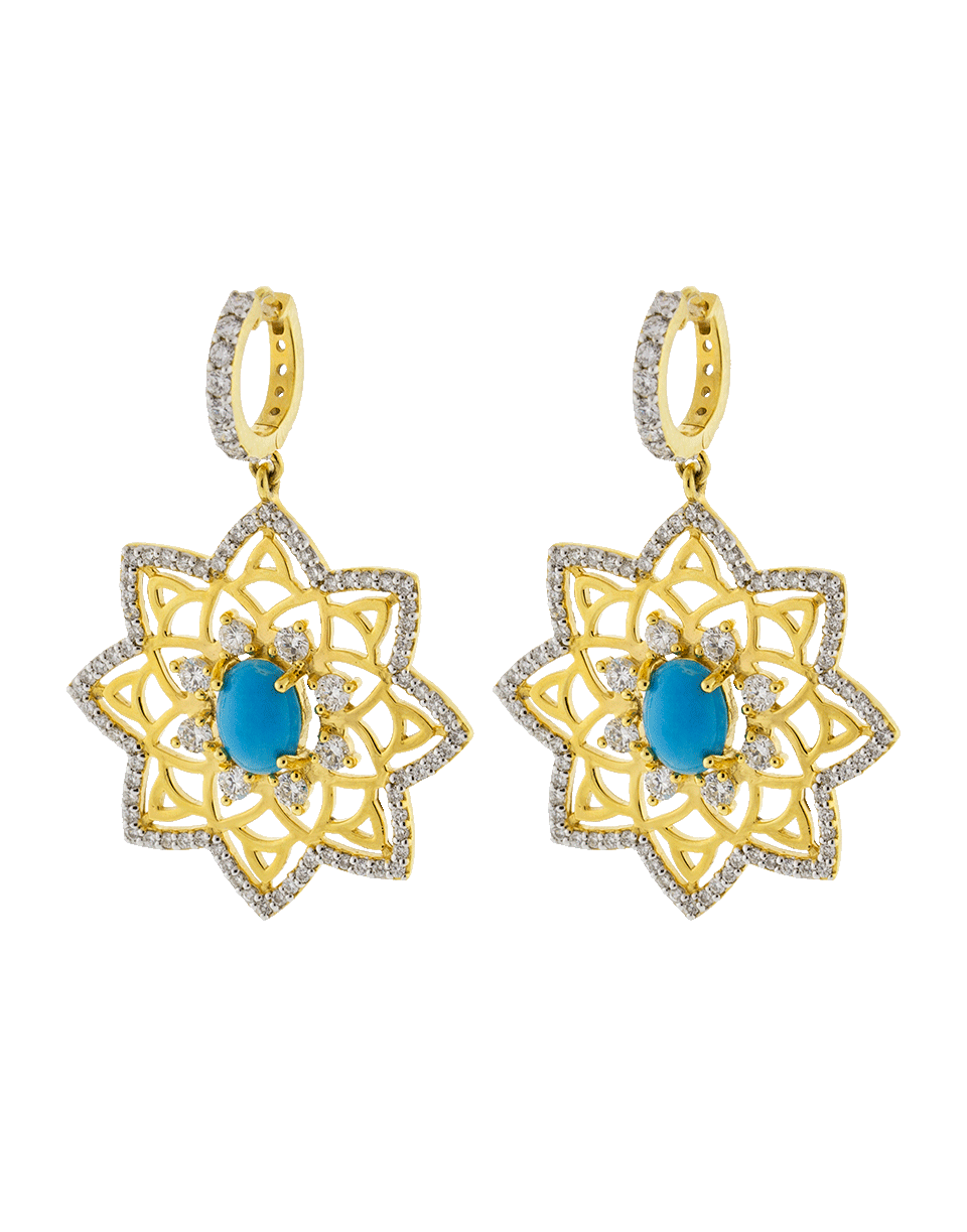 BUDDHA MAMA-Sleeping Beauty Turquoise Star Earrings-YELLOW GOLD
