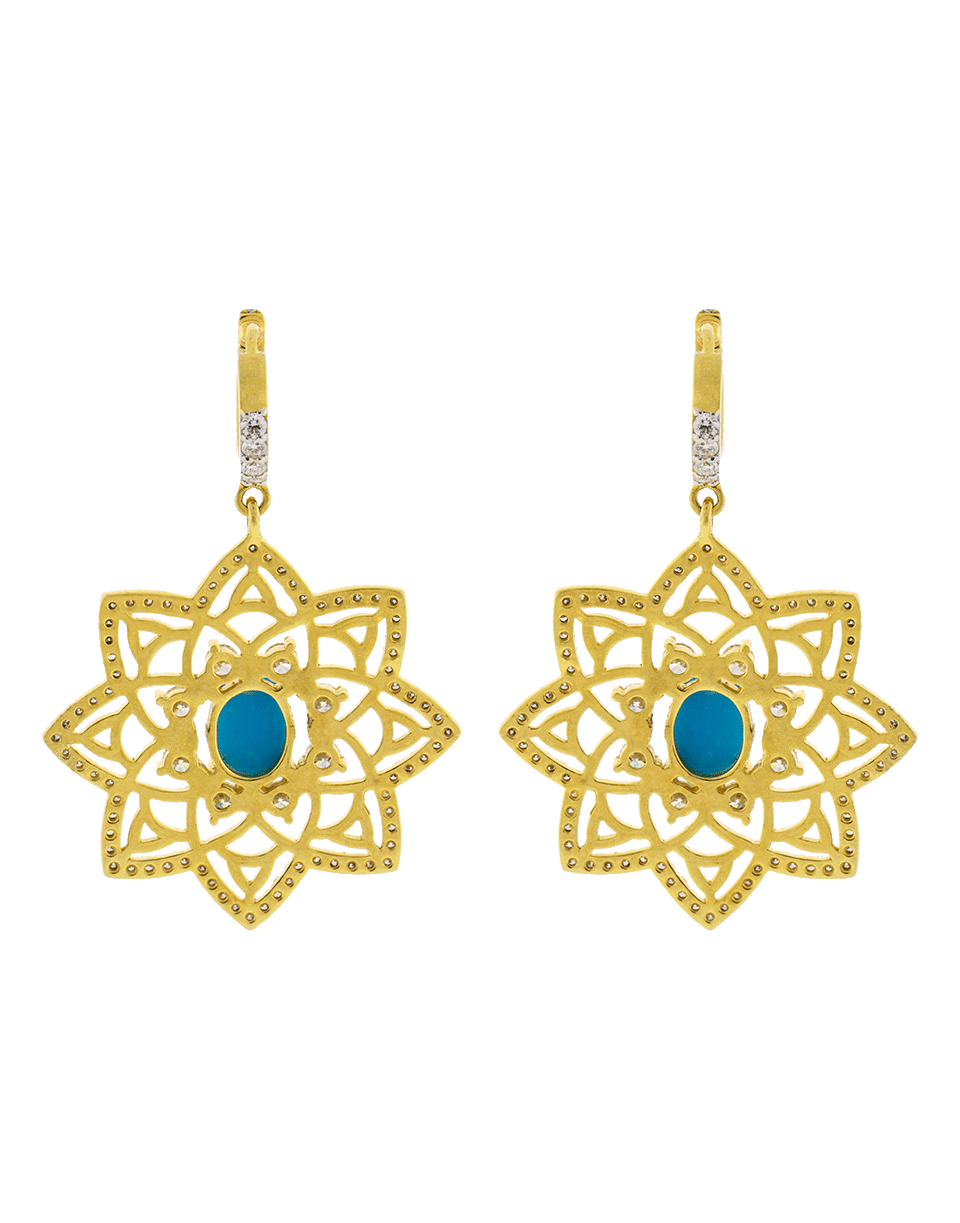 BUDDHA MAMA-Sleeping Beauty Turquoise Star Earrings-YELLOW GOLD
