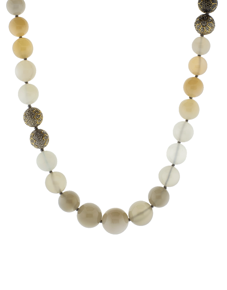 BUDDHA MAMA-Moonstone Beaded Necklace-YELLOW GOLD