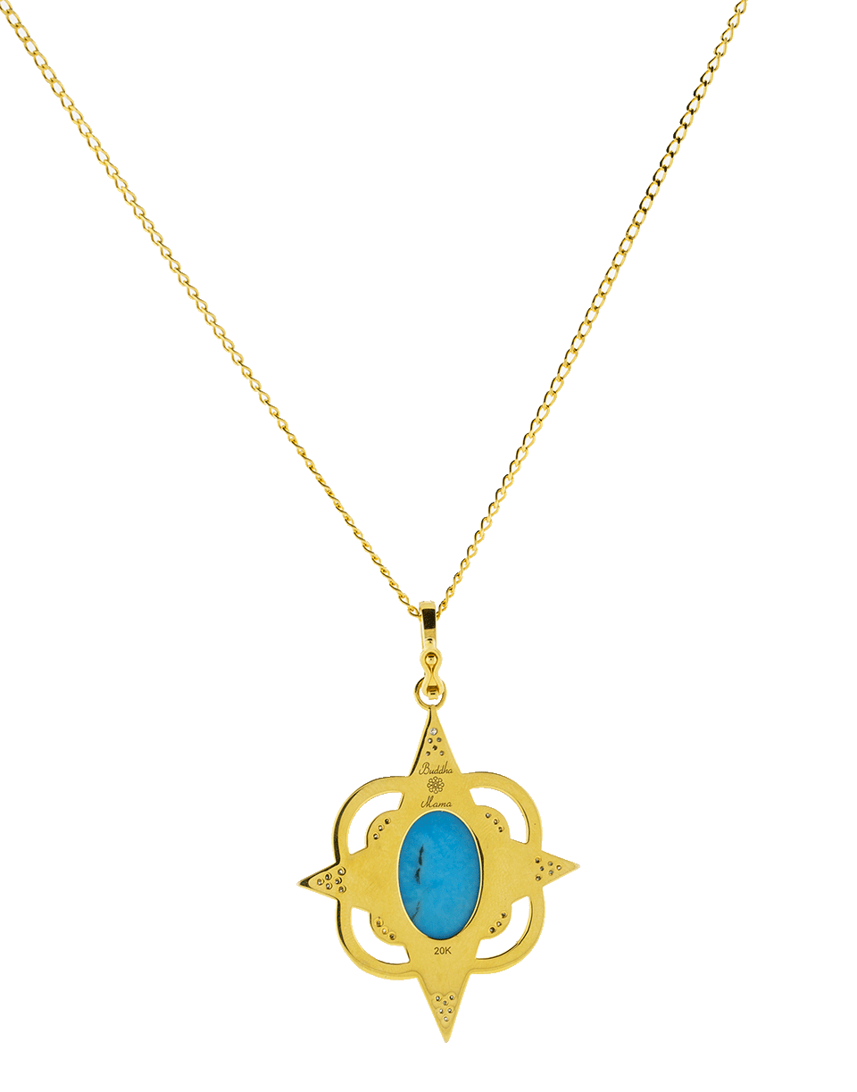 BUDDHA MAMA-Sleeping Beauty Turquoise And Enamel Pendant-YELLOW GOLD