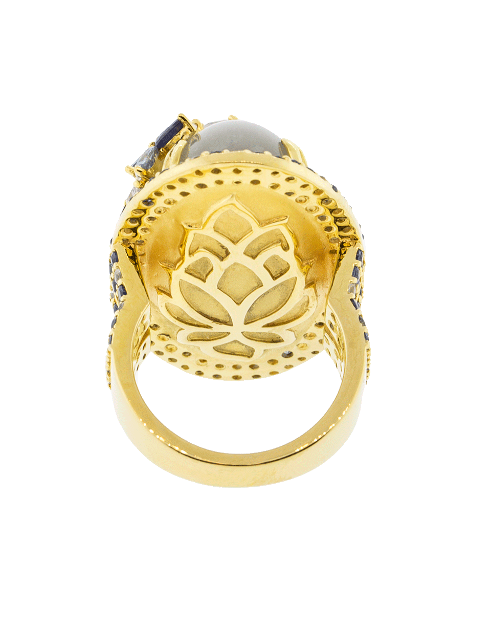 BUDDHA MAMA-Grey Moonstone Oval Ring-YELLOW GOLD