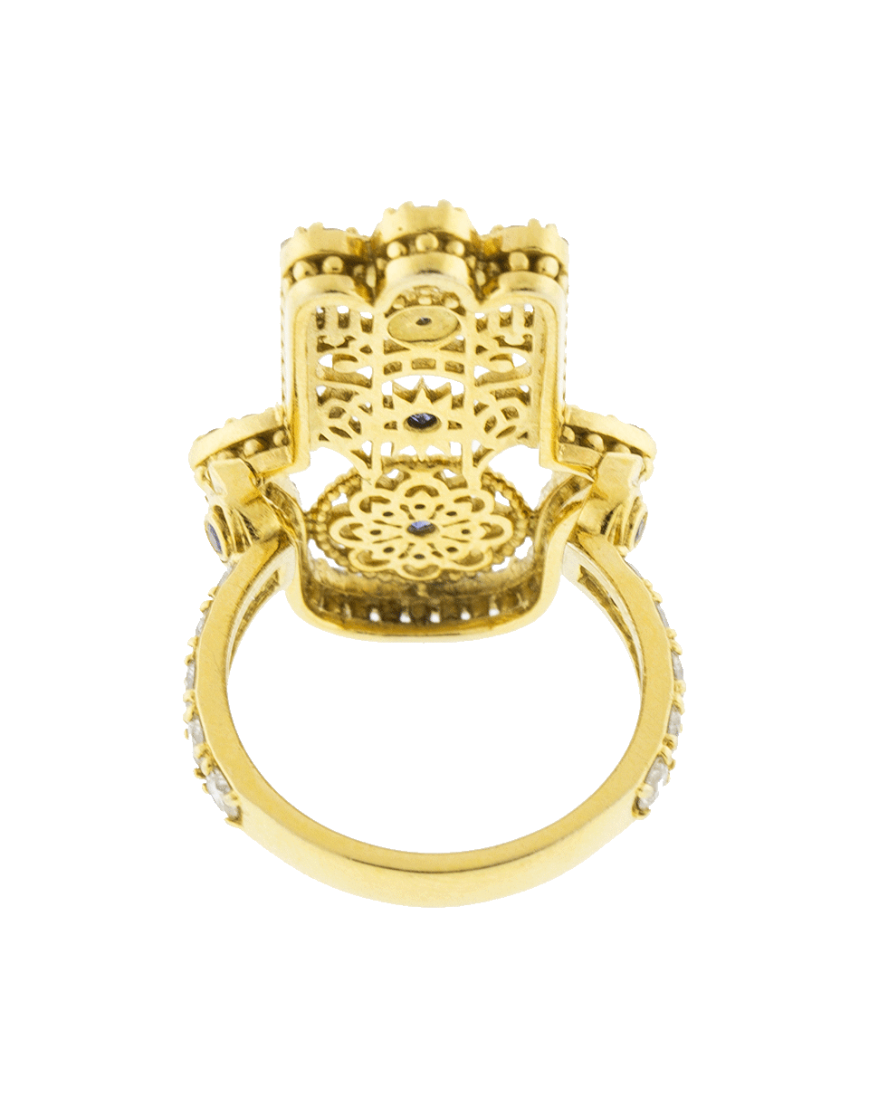 BUDDHA MAMA-White Enamel Hamsa Ring-YELLOW GOLD