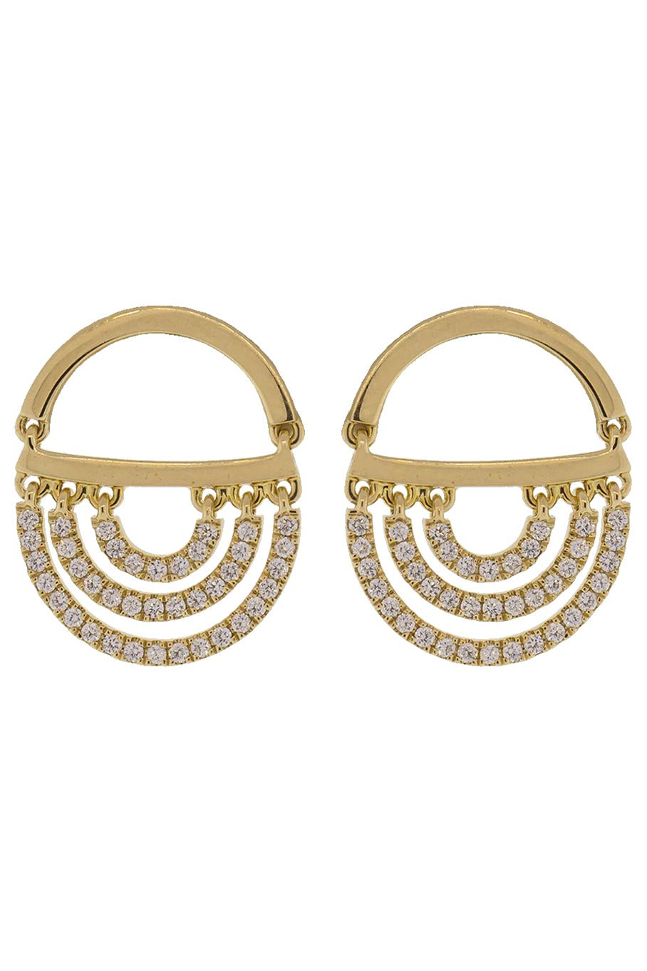 CADAR-Twin Drop Earrings-YELLOW GOLD