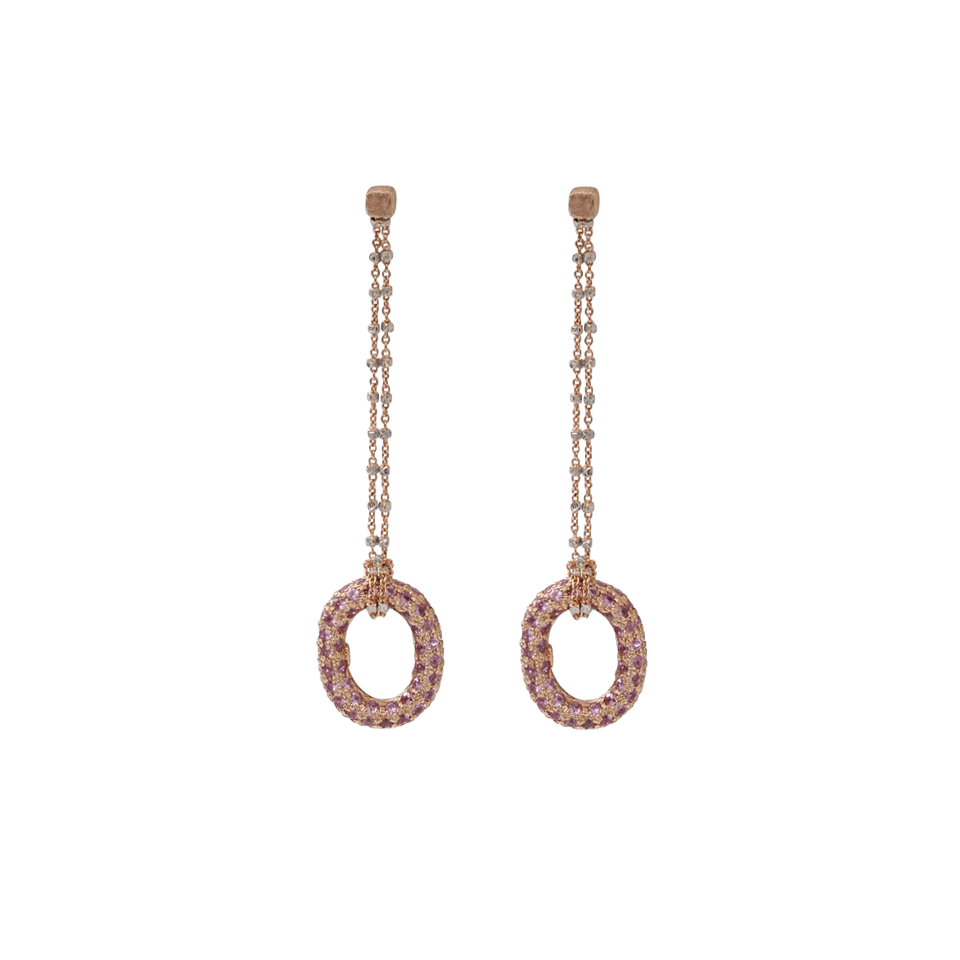 CAROLINA BUCCI-1885 Pink Sapphire Link Earrings-ROSE GOLD
