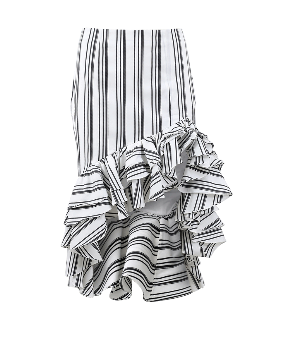 CAROLINE CONSTAS-Striped Ruffle Pencil Skirt-