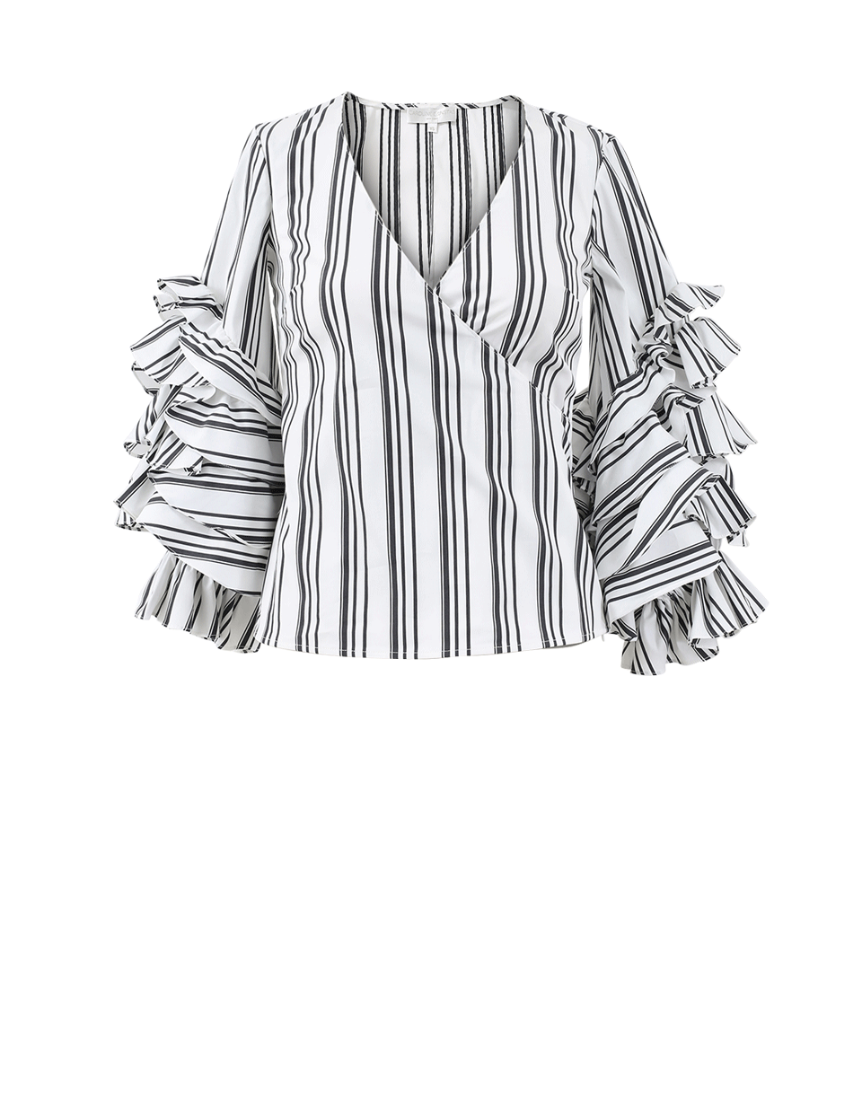 Athena Striped Wrap Blouse CLOTHINGTOPBLOUSE CAROLINE CONSTAS   