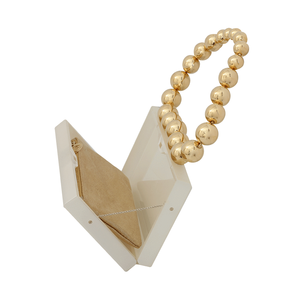 CHARLOTTE OLYMPIA-Necklace Pandora Clutch-WHT/GLD