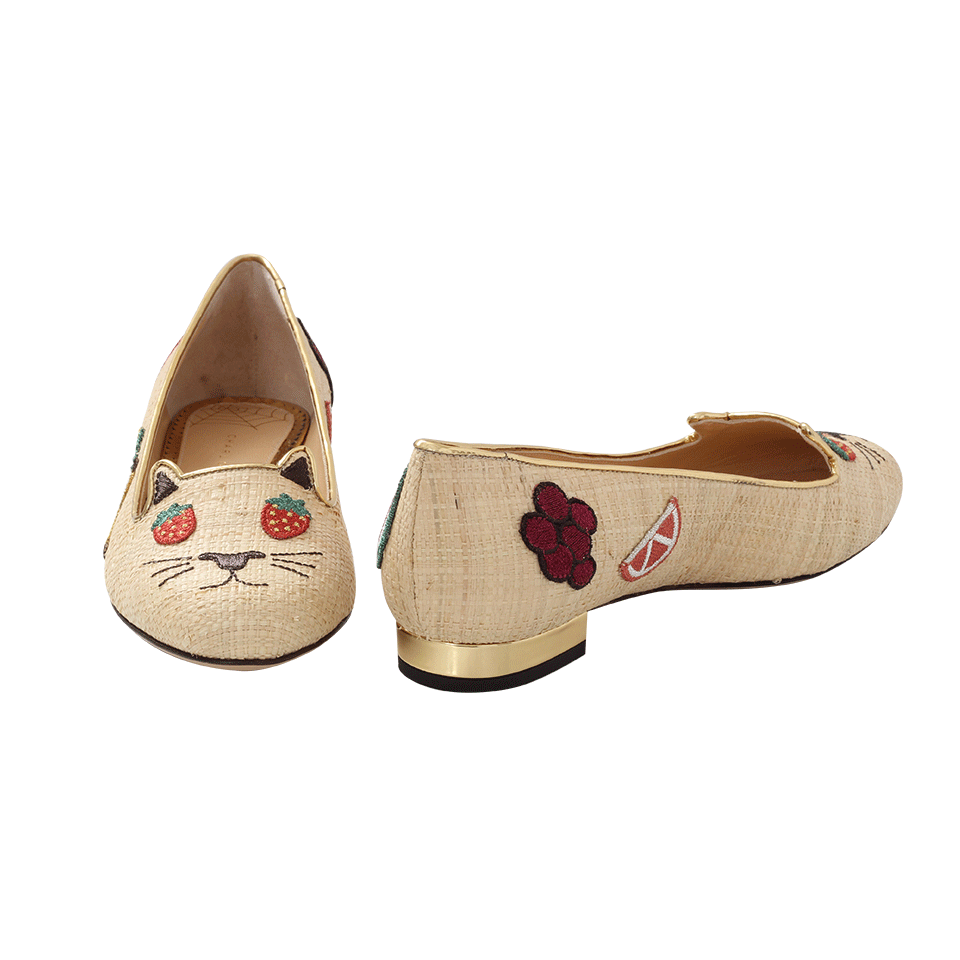 CHARLOTTE OLYMPIA-Fruity Kitty Embroidered Shoe-