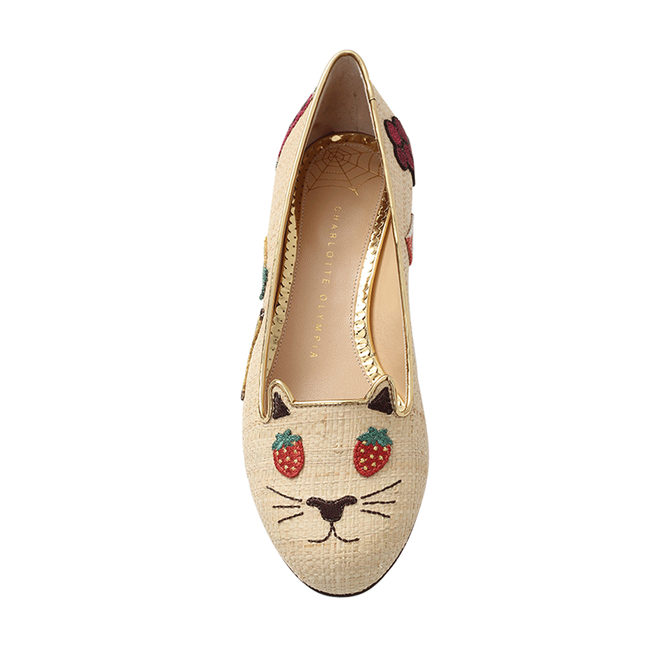 CHARLOTTE OLYMPIA-Fruity Kitty Embroidered Shoe-