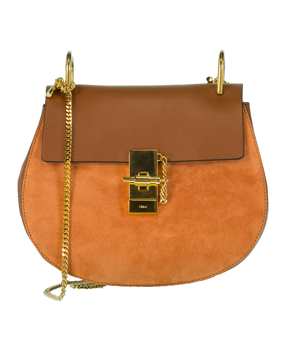 CHLOÉ-Shiny Leather Shoulder Bag-TOBACCO