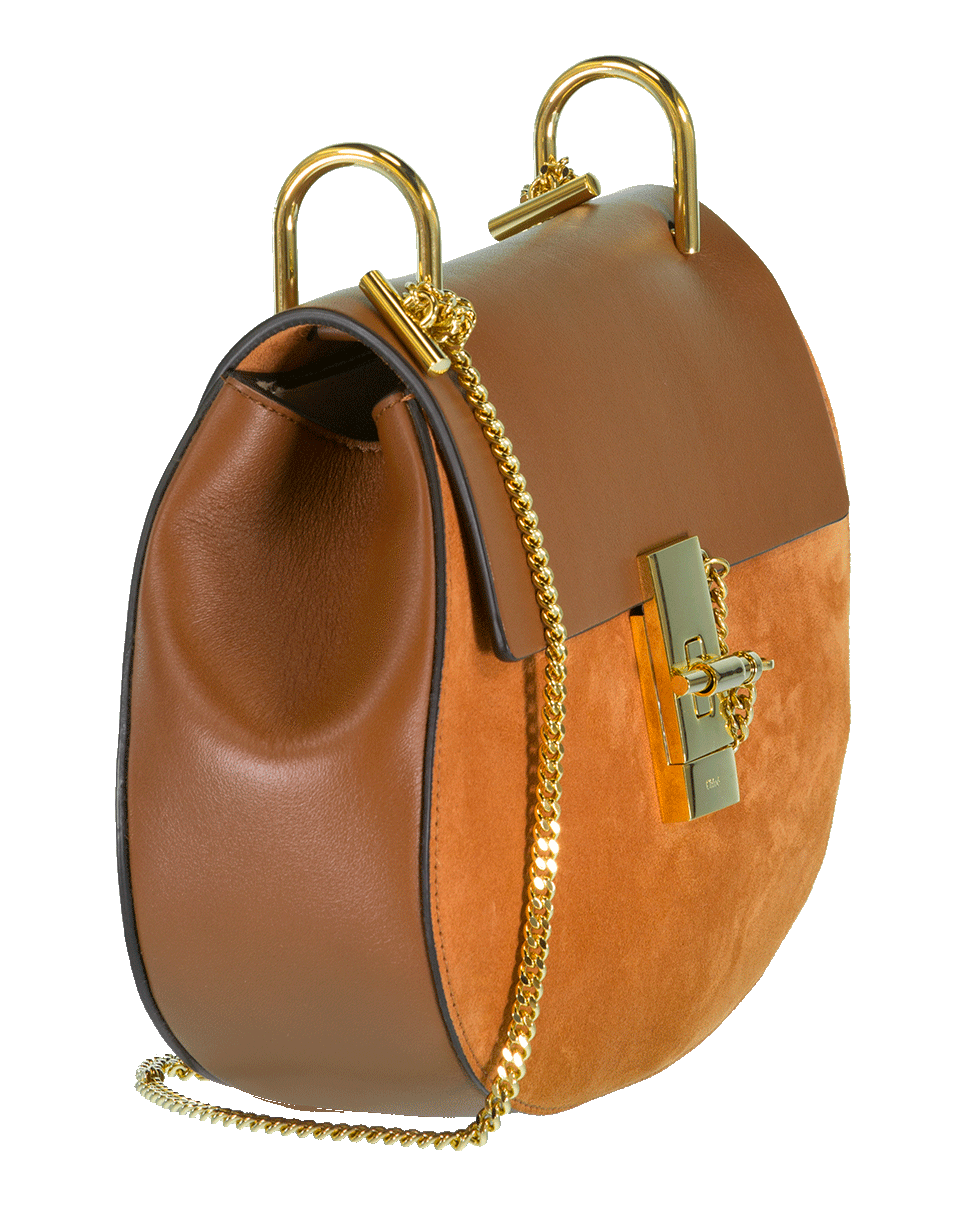 CHLOÉ-Shiny Leather Shoulder Bag-TOBACCO