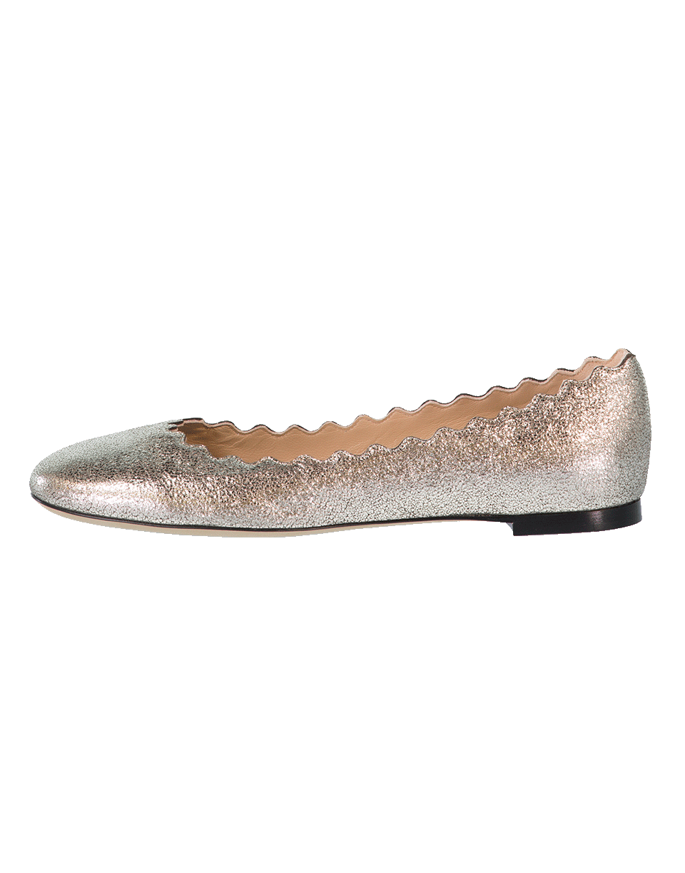 CHLOÉ-Metallic Scallop Ballerina Shoe-