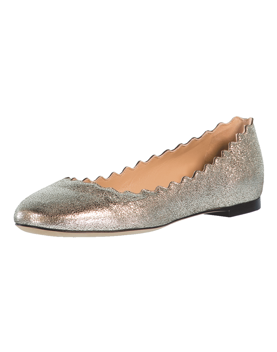 CHLOÉ-Metallic Scallop Ballerina Shoe-