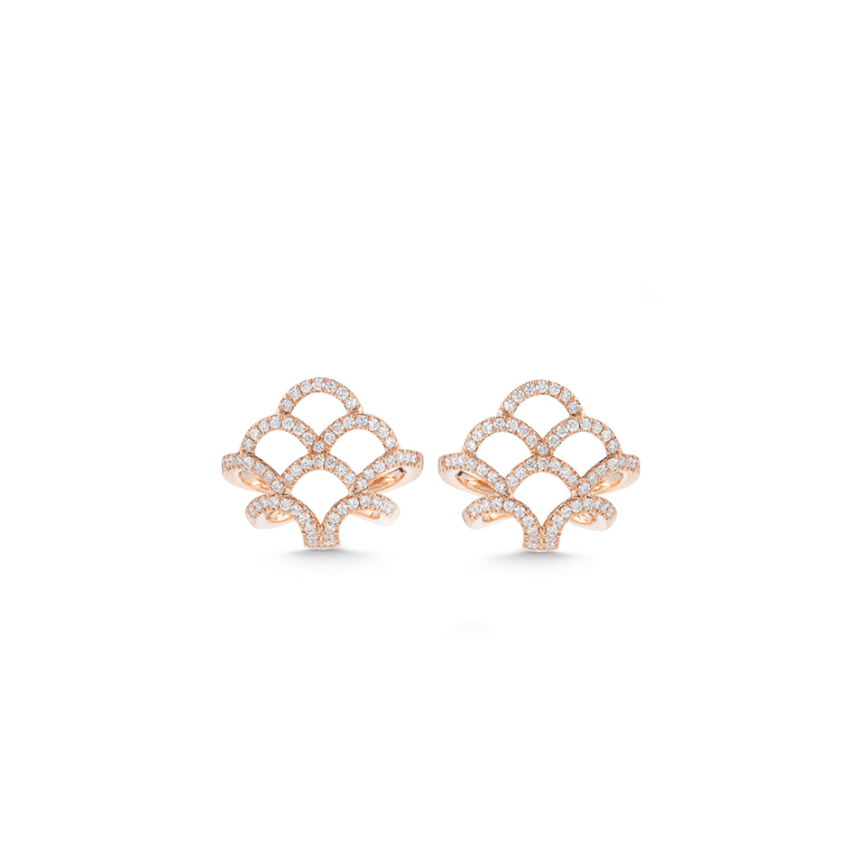 DANA REBECCA DESIGNS-Lori Page Diamond Pave Huggie Earrings-ROSE GOLD