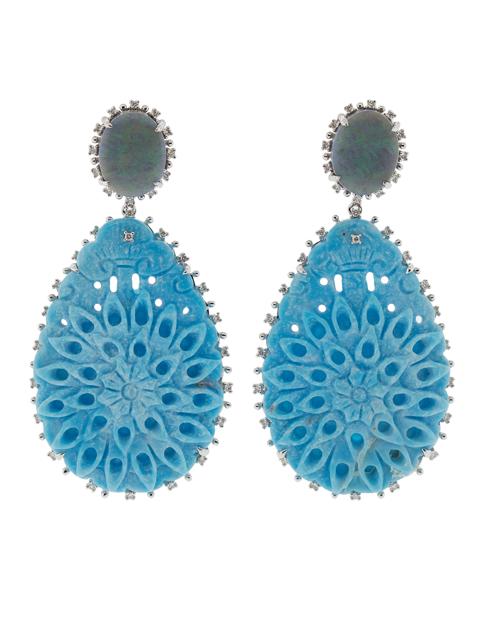 Carved Turquoise And Opal Earrings JEWELRYFINE JEWELEARRING DANA REBECCA DESIGNS   