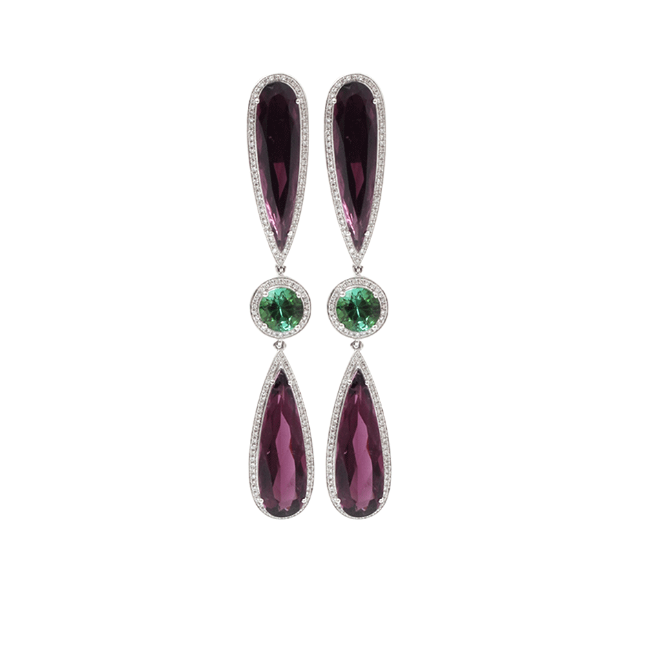 DANA REBECCA DESIGNS-Purple Tourmaline Drop Earrings-WHITE GOLD