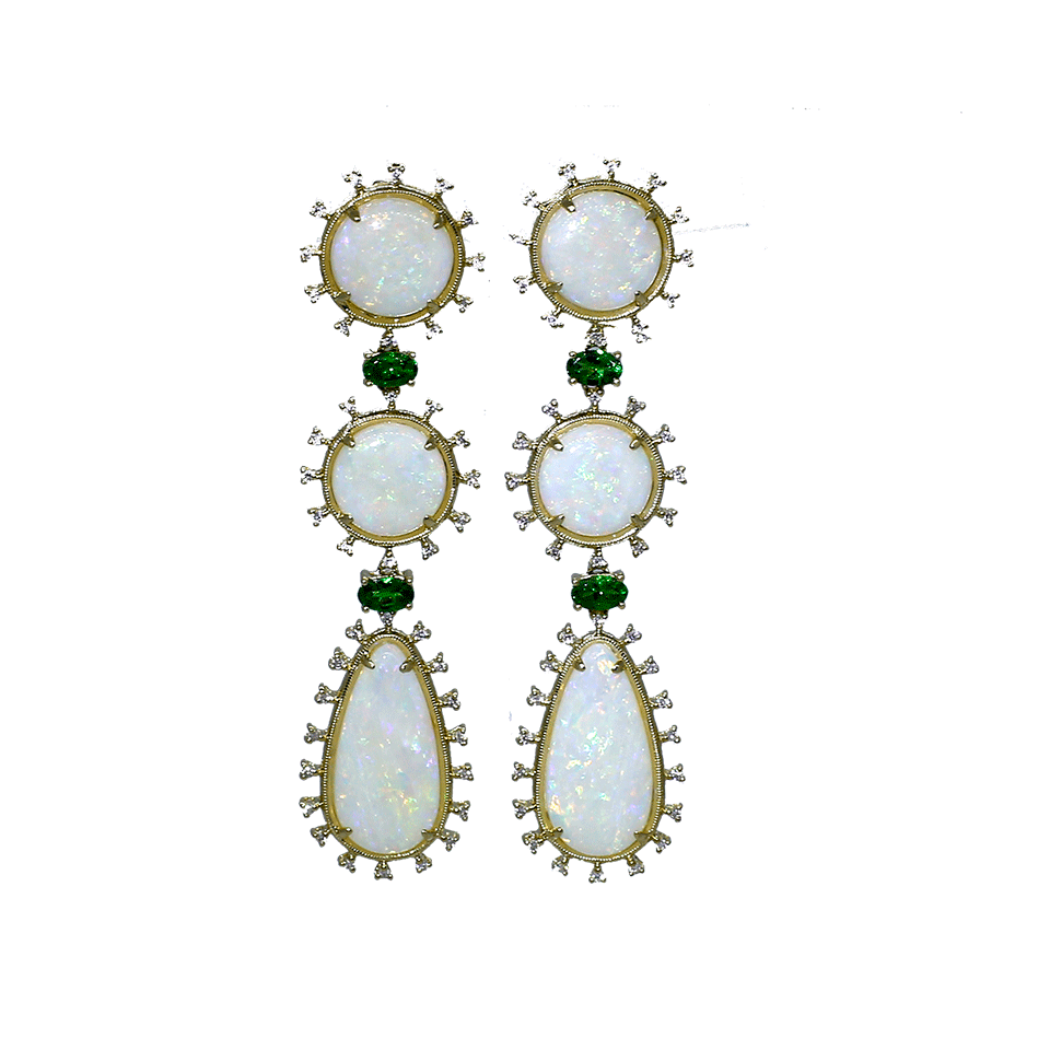 DANA REBECCA DESIGNS-Opal And Tsavorite Earrings-YELLOW GOLD