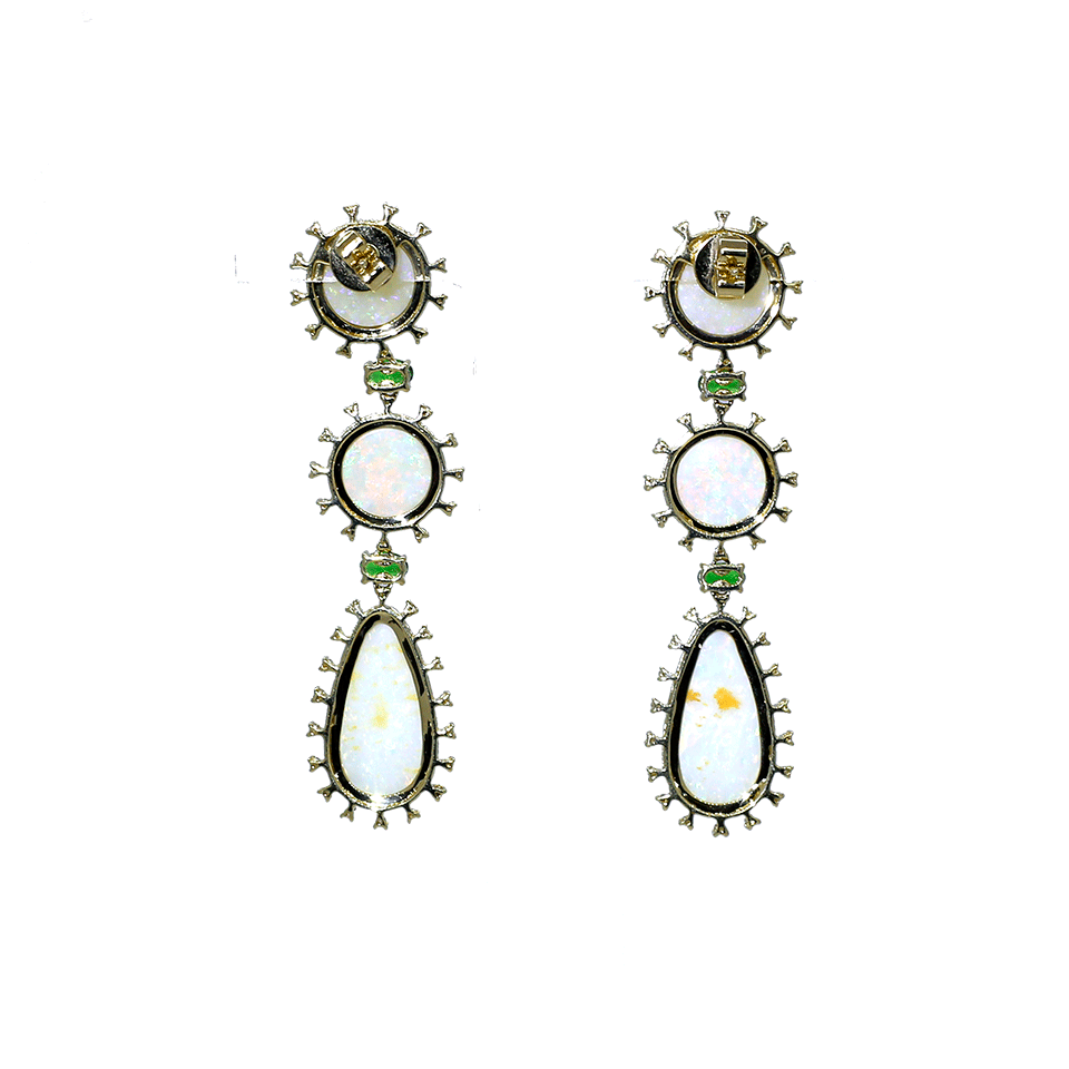 DANA REBECCA DESIGNS-Opal And Tsavorite Earrings-YELLOW GOLD