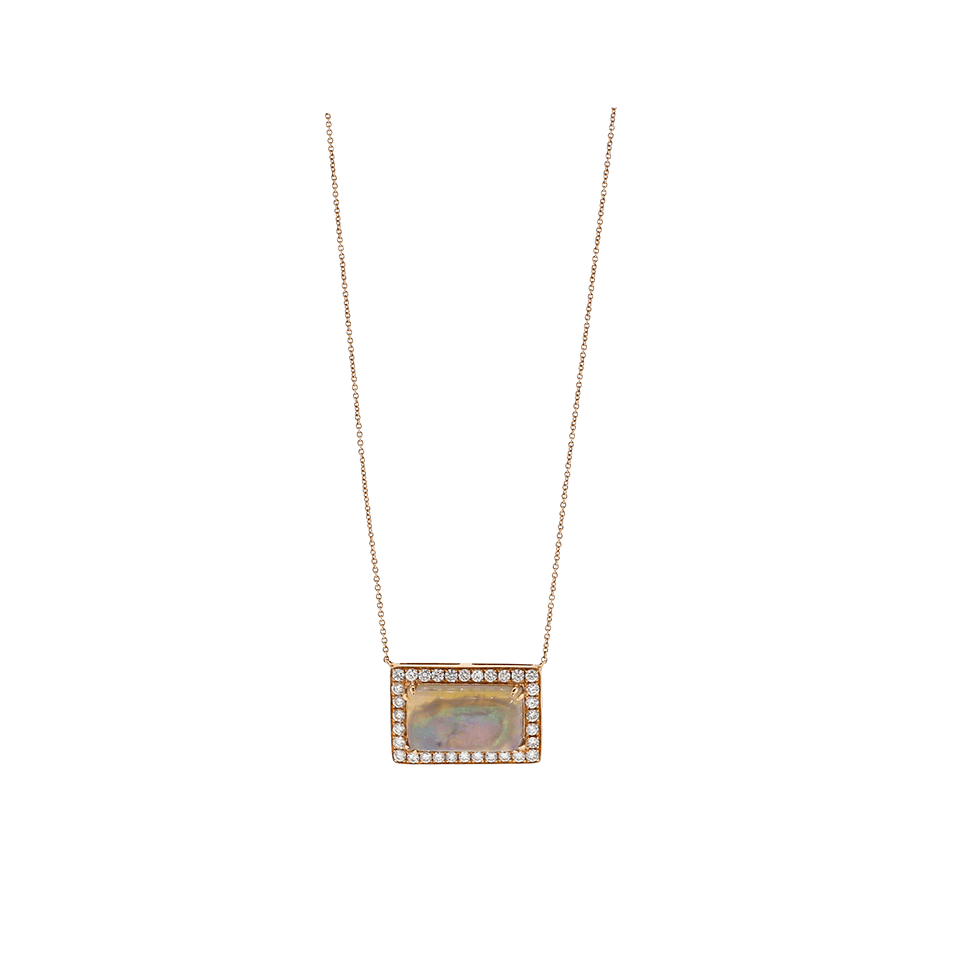 DANA REBECCA DESIGNS-Crystal Opal And Diamond Pave Necklace-ROSE GOLD
