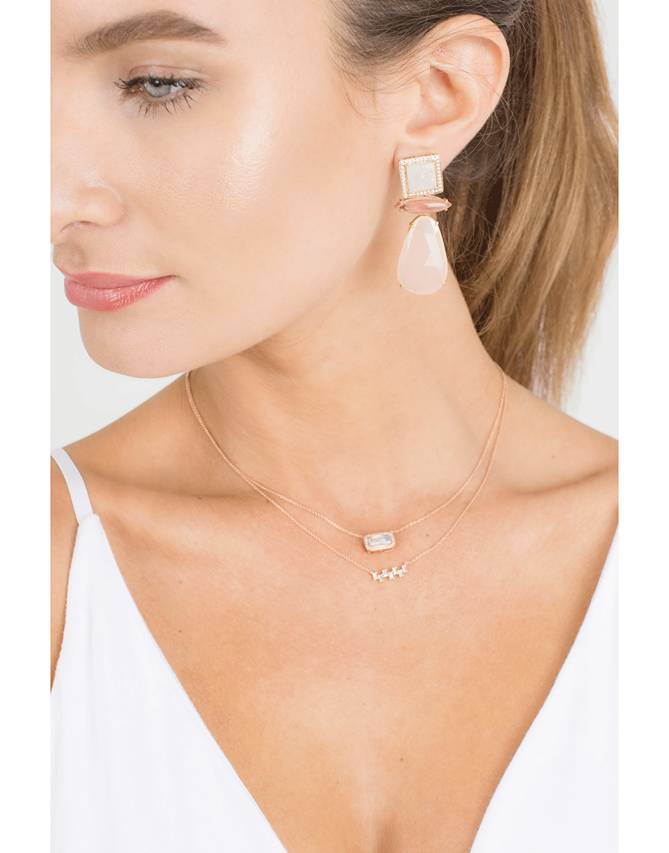 DANA REBECCA DESIGNS-Crystal Opal And Diamond Pave Necklace-ROSE GOLD