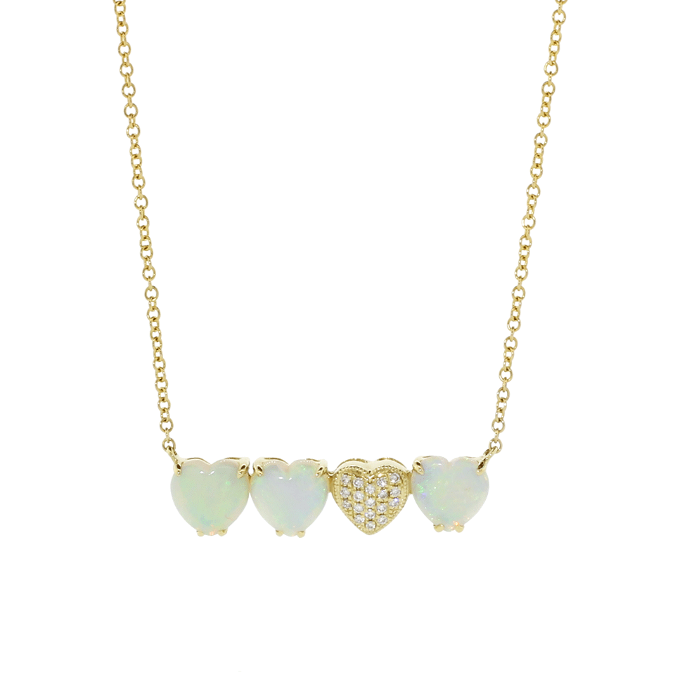 DANA REBECCA DESIGNS-Opal And Diamond Pave Heart Necklace-YELLOW GOLD